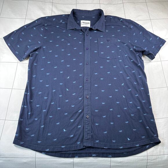 Mountain Khakis Shirt Mens XXL Blue Lobo Classic Fit Short Sleeve Collared Wolf - Picture 1 of 8